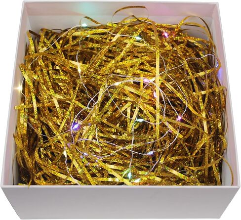 250 Grams Shiny Iridescent Film PP Hamper Shreds & Strands Shredded Crinkle Confetti for DIY Gift Wrapping & Basket Filling (Blue) in Kuwait