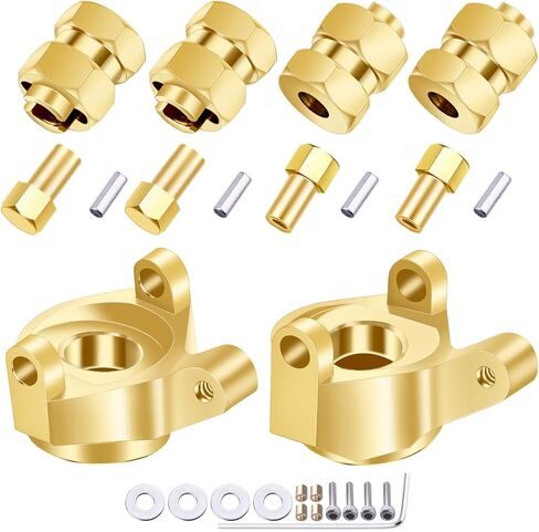 Hobbypark Brass Steering Knuckles Carriers and Brass Extended 7mm Wheel Hex Hubs Adapters for Axial SCX24 Upgrades Parts 1/24 RC Crawler Car (Black-Gold) in Saudi Arabia