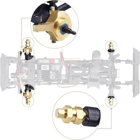 Hobbypark Brass Steering Knuckles Carriers and Brass Extended 7mm Wheel Hex Hubs Adapters for Axial SCX24 Upgrades Parts 1/24 RC Crawler Car (Black-Gold) in Saudi Arabia