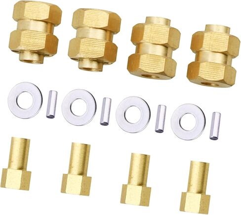 Hobbypark Brass Steering Knuckles Carriers and Brass Extended 7mm Wheel Hex Hubs Adapters for Axial SCX24 Upgrades Parts 1/24 RC Crawler Car (Black-Gold) in Saudi Arabia
