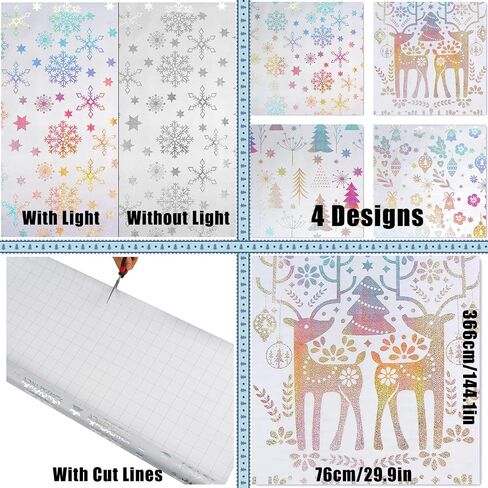 LOMIMOS Christmas Wrapping Paper,with Laser Film and Cut Lines, Large Folded Sheets with 4 Designs, Pack of 4(30in × 144in Per Roll) in Kuwait