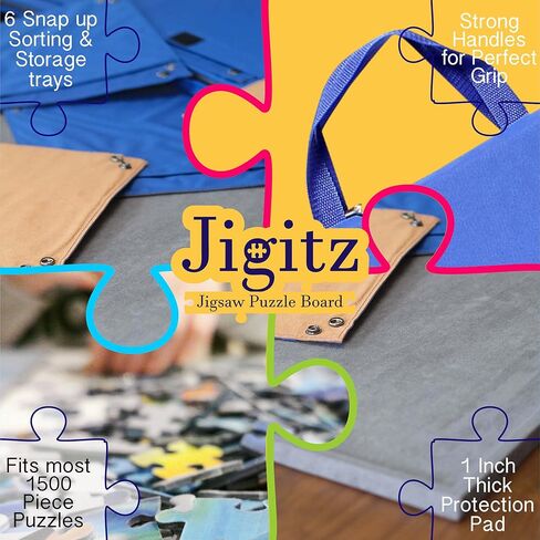 Jigsaw Puzzle Case – 1500 Piece Puzzle Table Tray Portable Puzzle Non Slip Storage Case with Handles and Sorting Trays in Kuwait