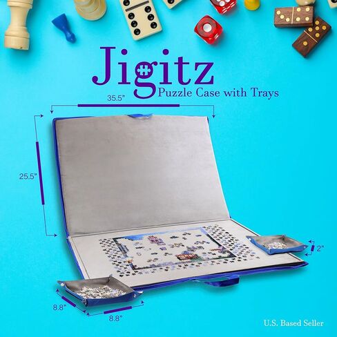 Jigsaw Puzzle Case – 1500 Piece Puzzle Table Tray Portable Puzzle Non Slip Storage Case with Handles and Sorting Trays in Kuwait