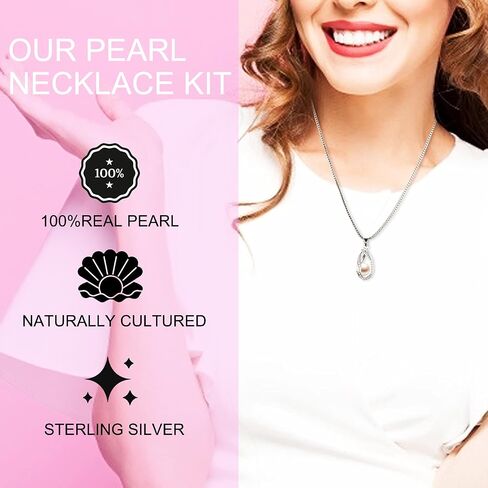 Zehao Wish Pearl Necklace Kit,Mysterious Oyster Pearl Gift Set,DIY Necklace Making Kit,Bead Locket Pendant with 20 Chain,Surprise Gift for Women(Spiral Drop ), Multicolor in Saudi Arabia