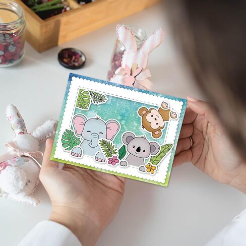 INFUNLY Stamps and Dies for Card Making Animal Metal Cutting Die Stamp Cat Dog Silicone Clear Stamp and Die Sets Scrapbooking Embossing Stencil for DIY Scrapbooking Arts Crafts Stamping in Kuwait