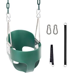KINSPORY Toddler Swing, 59" Coated Heavy-Duty Iron Chains Baby Swing Outdoor, High Back Full Bucket Infant Swing Seat with Tree Straps for Swing Sets Backyard Outdoor Indoor (Blue)