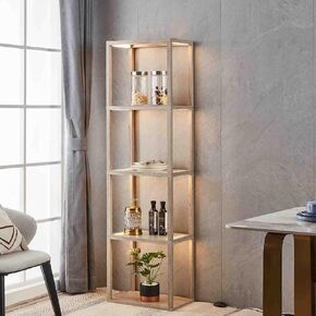 FENLO Fantasy Plus - Tall Display Shelf with Dimmable LED Floor Lamp, Sturdy Curio Cabinet with Glass Bookcase, Glass Display Shelves for Bedroom Decor, Open Bookshelf with Color Changing Temps in Kuwait