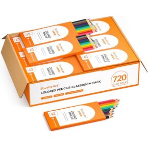 Shuttle Art 720 Colored Pencils Bulk, 12 Vibrant Colors, Pack of 60, Pre-sharpened Coloring Pencils, Wood Colored Pencils for Kids Teachers, Classroom Essentials, Back to School Supplies