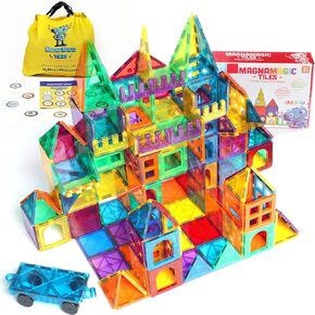 MagnaMagic 60 Piece Set 3D Magnet Building Tiles Plus Free Storage Bag - Safari Theme Kids Magnetic Tiles Set with Geometric Shape - Educational Magnet Tiles and Magnetic Building Blocks for Kids in Kuwait