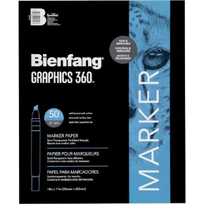 Bienfang Graphics 360 Marker Paper Pad, Non-Bleeding, Semi-Transparent, Artist Drawing Sketchbook, for Layouts 11x14 Inch, 50 Sheets