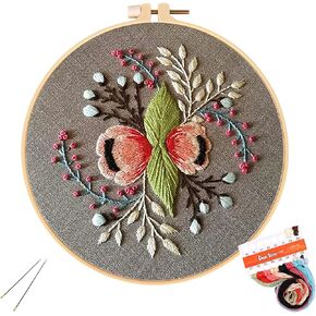 Louise Maelys Embroidery Starter Kit Full Range of Stamped Cross Stitch Kits for Beginner Including Cloth with Pattern,Embroidery Hoop,Color Threads