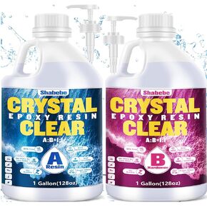 Shabebe Epoxy Resin 2 Gallon Kit, Upgraded Crystal Clear Resin Epoxy Food Safe with Pump, Self Leveling & Bubble Free Epoxy Resin with Anti-Yellowing for Coating, Casting, Jewelry Making, DIY Craft in Kuwait