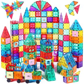 LUDILO بلاط مغناطيسي مغناطيسي 116 قطعة مكعبات بناء للأطفال مع سيارتين، بلاط مغناطيسي لبنات بناء مغناطيسية للأطفال الصغار ألعاب حسية، هدايا ألعاب بلاط مغناطيسي لتعلم العلوم والتكنولوجيا والهندسة والرياضيات in Kuwait