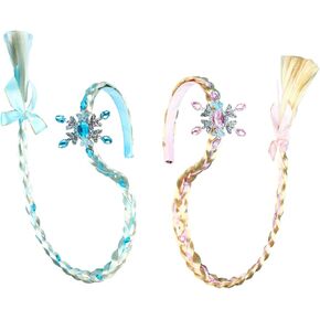 auwiyd 2 قطعة شعر مستعار طويل مضفر الأميرة عصابات الأميرة فستان الشعر المستعار هوب عيد ميلاد تأثيري حفلة الأميرة لتقوم بها بنفسك إكسسوارات الشعر in Kuwait