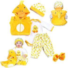Reborn Baby Girl Dolls Clothes 18 inch Yellow Duck Outfits Accesories for 16-18 inch Reborns Doll Newborn Baby Girl Matching Clothing in Kuwait