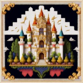 Funxvoot Stamped Cross Stitch Kits Beginners Full Range of Embroidery Starter Kits for Adults Printed Cross Stitching DIY kit (Colorful Wreath 17.7x17.7 inch