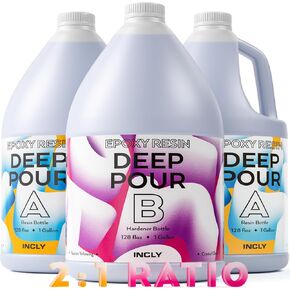 INCLY 0.75 Gallon Deep Pour Epoxy Resin Kit, High Gloss & Bubble Free 2 to 4 Inch Depth Resin Epoxy, Resin Supplies for Coating & Casting, Craft River Table, Wood Filler, Bar Top, Self Leveling 2:1 in Kuwait