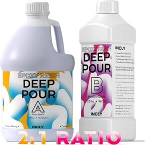 INCLY 0.75 Gallon Deep Pour Epoxy Resin Kit, High Gloss & Bubble Free 2 to 4 Inch Depth Resin Epoxy, Resin Supplies for Coating & Casting, Craft River Table, Wood Filler, Bar Top, Self Leveling 2:1