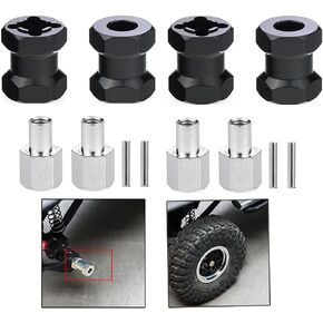HeyMi 4Pcs 12mm Aluminum Wheel Hex Hub 15mm Offset Extension for Axial scx10 D90 90046 Tamiya MST 110 RC Car Crawler (15mm, Black) in Kuwait