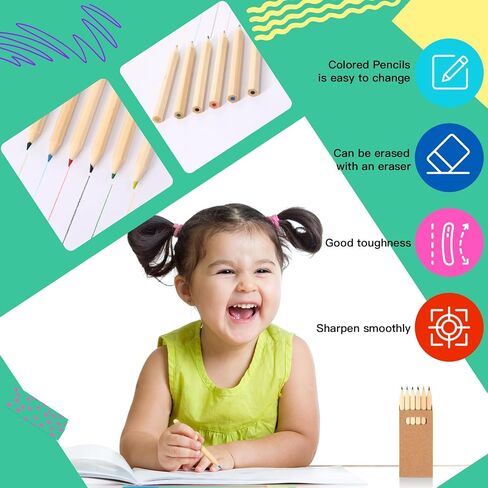 Faccito 100 Packs Mini Colored Pencils Bulk for Kids, 6 Colors in Kuwait