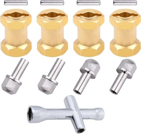 HobbyPark RC Brass Spacers 12mm Wheel Hex Hubs Extenders for 1/10 RC Crawler Axial SCX10 Wheels Extension Hex Drive Adapter (12mm) in Kuwait