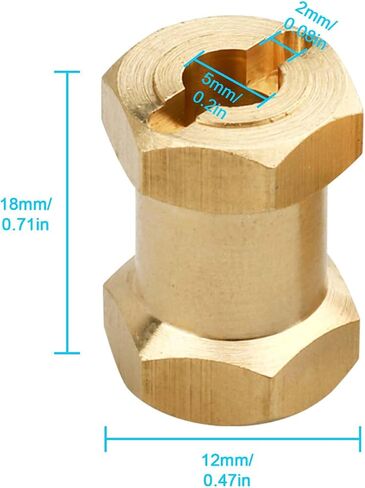 HobbyPark RC Brass Spacers 12mm Wheel Hex Hubs Extenders for 1/10 RC Crawler Axial SCX10 Wheels Extension Hex Drive Adapter (12mm) in Kuwait