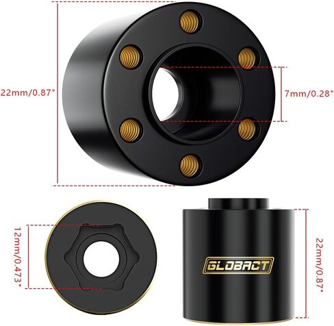 أوزان نحاسية من GLOBACT 12 مم محور سداسي ممتد محاور 78 جرام موازنة لـ 1/10 Trx4 Trx6 محوري SCX10 II III Redcat GEN7 GEN8 1.9 بوصة 2.2 بوصة أجزاء ترقية إطارات العجلات (4 قطع 9 مم) in Kuwait