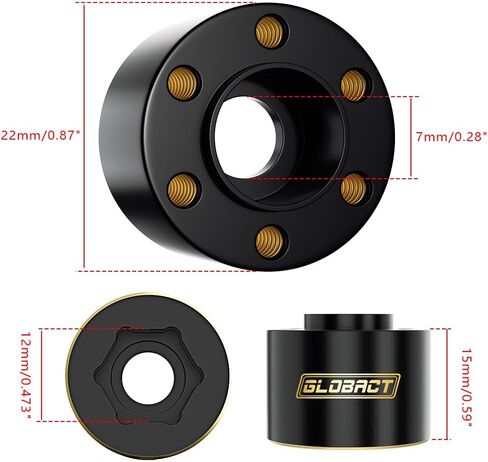 أوزان نحاسية من GLOBACT 12 مم محور سداسي ممتد محاور 78 جرام موازنة لـ 1/10 Trx4 Trx6 محوري SCX10 II III Redcat GEN7 GEN8 1.9 بوصة 2.2 بوصة أجزاء ترقية إطارات العجلات (4 قطع 9 مم) in Kuwait