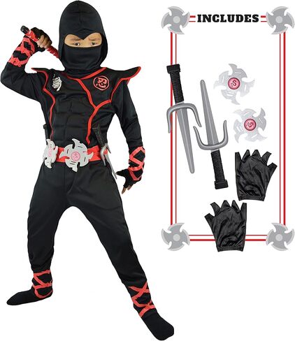 أزياء النينجا الفاخرة من Spooktacular Creations Ninja للأولاد أزياء النينجا للهالوين in Kuwait