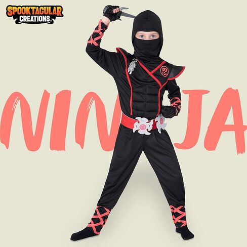 أزياء النينجا الفاخرة من Spooktacular Creations Ninja للأولاد أزياء النينجا للهالوين in Kuwait