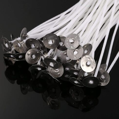 Harapu Cotton Candle Wick 8" Pre-Waxed Low Smoke Wick for Candle Making,Candle DIY, 50 Pcs in Kuwait
