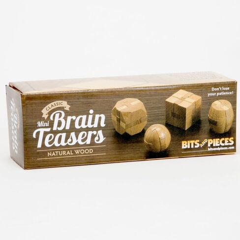 Mini Wood Brain Teaser Set of Four-Classic Designed Light Wood Stain - Wooden Brainteaser Puzzles & Fun Gifts in Saudi Arabia