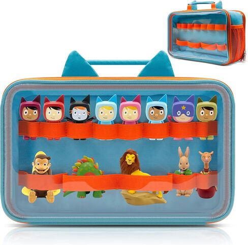 Sun3drucker 2023 Carrying Case for Toniebox Tonie Figures Characters - Transparent Bag for 26-32 Tonie Characters, Storage Bag with Handle Bar, Cute Design (Bag ONLY), Blue in Kuwait