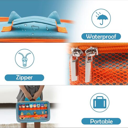 Sun3drucker 2023 Carrying Case for Toniebox Tonie Figures Characters - Transparent Bag for 26-32 Tonie Characters, Storage Bag with Handle Bar, Cute Design (Bag ONLY), Blue in Kuwait