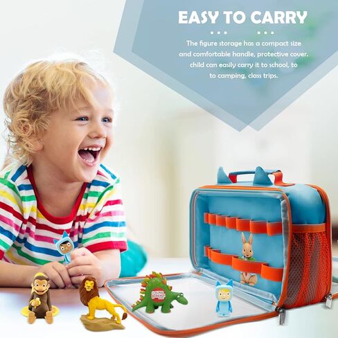 Sun3drucker 2023 Carrying Case for Toniebox Tonie Figures Characters - Transparent Bag for 26-32 Tonie Characters, Storage Bag with Handle Bar, Cute Design (Bag ONLY), Blue in Kuwait