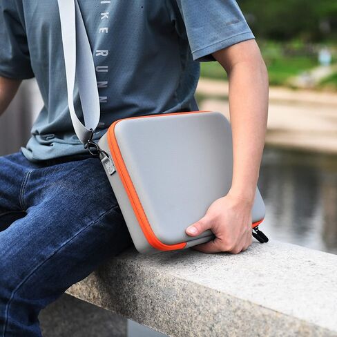 YETEETH Mini 3/Mini 3 Pro حقيبة حمل، حقيبة كتف محمولة للسفر مصنوعة من جلد البولي يوريثان لملحقات DJI Mini 3/Mini 3 Pro RC (رمادي وبرتقالي) in Kuwait