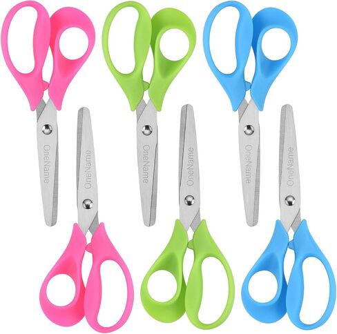OneName Left-Handed Kids Scissors 6 Pack 5 Inch Left hand scissors for child School Student Scissors,Stainless Steel Sharp Blade Comfort-Grip Handles Blunt Lefty Safety Scissors for Kids Scissor in Kuwait