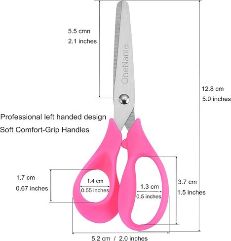 OneName Left-Handed Kids Scissors 6 Pack 5 Inch Left hand scissors for child School Student Scissors,Stainless Steel Sharp Blade Comfort-Grip Handles Blunt Lefty Safety Scissors for Kids Scissor in Kuwait