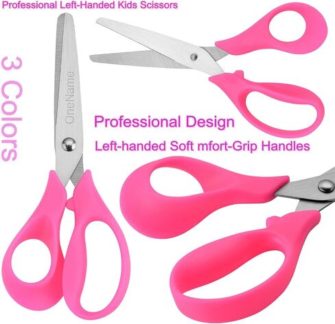 OneName Left-Handed Kids Scissors 6 Pack 5 Inch Left hand scissors for child School Student Scissors,Stainless Steel Sharp Blade Comfort-Grip Handles Blunt Lefty Safety Scissors for Kids Scissor in Kuwait