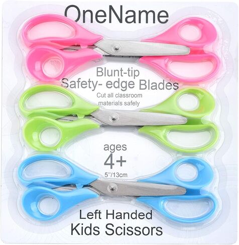 OneName Left-Handed Kids Scissors 6 Pack 5 Inch Left hand scissors for child School Student Scissors,Stainless Steel Sharp Blade Comfort-Grip Handles Blunt Lefty Safety Scissors for Kids Scissor in Kuwait
