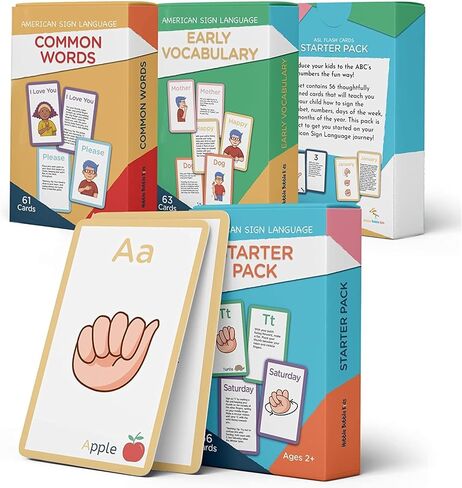 Alpine Choice لغة الإشارة الأمريكية للمبتدئين - بطاقات فلاش ASL للأطفال الرضع والأطفال الصغار والبالغين - بطاقات اتصال للأطفال غير اللفظيين الذين يعانون من تأخر الكلام أو التوحد - بطاقات المساعدة البصرية in Saudi Arabia