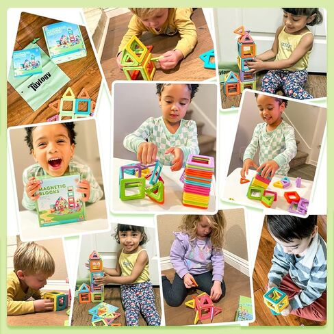 مكعبات مغناطيسية مطورة بالوان الحلوى للاطفال بعمر 3 و4 و5 و6 و7 و8 سنوات، العاب بناء تعليمية للتعلم والتكنولوجيا والهندسة والرياضيات للاطفال من 52 قطعة in Kuwait