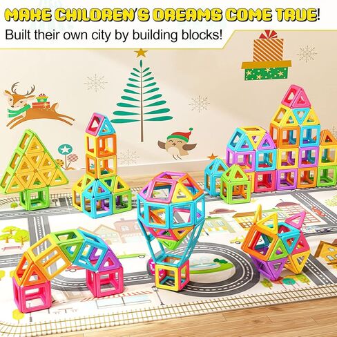 مكعبات مغناطيسية مطورة بالوان الحلوى للاطفال بعمر 3 و4 و5 و6 و7 و8 سنوات، العاب بناء تعليمية للتعلم والتكنولوجيا والهندسة والرياضيات للاطفال من 52 قطعة in Kuwait