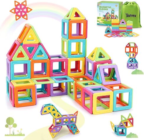 مكعبات مغناطيسية مطورة بالوان الحلوى للاطفال بعمر 3 و4 و5 و6 و7 و8 سنوات، العاب بناء تعليمية للتعلم والتكنولوجيا والهندسة والرياضيات للاطفال من 52 قطعة in Kuwait