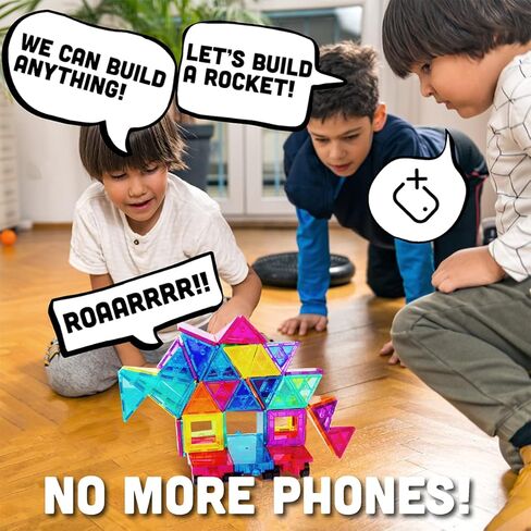 MagnaMagic 60 Piece Set 3D Magnet Building Tiles Plus Free Storage Bag - Safari Theme Kids Magnetic Tiles Set with Geometric Shape - Educational Magnet Tiles and Magnetic Building Blocks for Kids in Kuwait