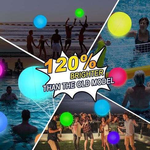 عبوة من 3 قطع من KNULIEEL: ألعاب حمام السباحة، 3 مصابيح LED قابلة لإعادة الشحن لحمام السباحة + 3 كرات شاطئ | 16 لونًا من الأضواء، 4 أوضاع إضاءة | ديكورات حمام السباحة المتوهجة في الظلام للأطفال والكبار | ألعاب البلياردو للكبار والعائلة in Kuwait