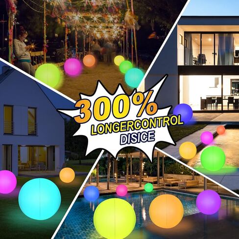 عبوة من 3 قطع من KNULIEEL: ألعاب حمام السباحة، 3 مصابيح LED قابلة لإعادة الشحن لحمام السباحة + 3 كرات شاطئ | 16 لونًا من الأضواء، 4 أوضاع إضاءة | ديكورات حمام السباحة المتوهجة في الظلام للأطفال والكبار | ألعاب البلياردو للكبار والعائلة in Kuwait