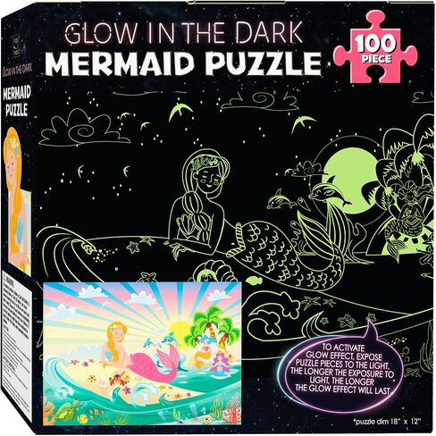 Hapinest 100 Piece Glow-in-The-Dark Dinosaur Jigsaw Puzzle for Kids Boys and Girls Gifts Ages 5 6 7 8 9 10 11 12 Years Old and Up in Kuwait
