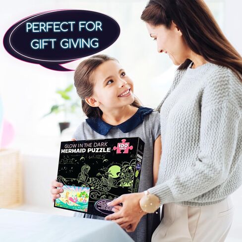 Hapinest 100 Piece Glow-in-The-Dark Dinosaur Jigsaw Puzzle for Kids Boys and Girls Gifts Ages 5 6 7 8 9 10 11 12 Years Old and Up in Kuwait