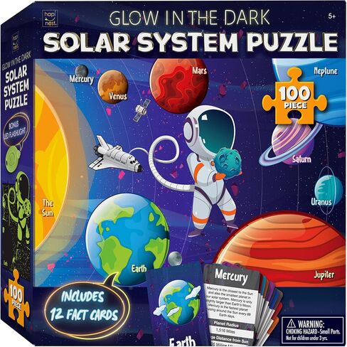 Hapinest 100 Piece Glow-in-The-Dark Dinosaur Jigsaw Puzzle for Kids Boys and Girls Gifts Ages 5 6 7 8 9 10 11 12 Years Old and Up in Kuwait